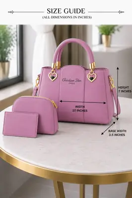 Girl's Leather Plain Hand Bag Set thumbnail 8