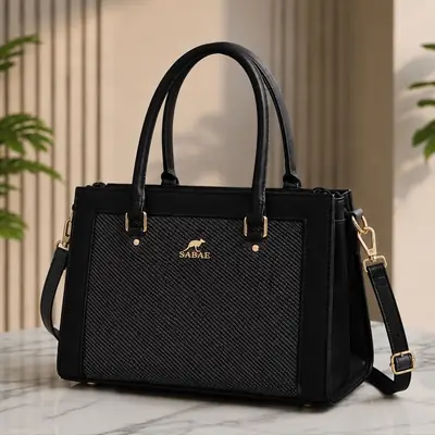 Premium Women's Structured Handbag|Rexine Top HandleShoulder Bag| Beige thumbnail 2