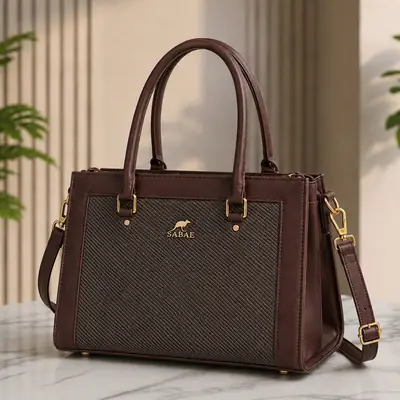 Premium Women's Structured Handbag|Rexine Top HandleShoulder Bag| Pink thumbnail 3