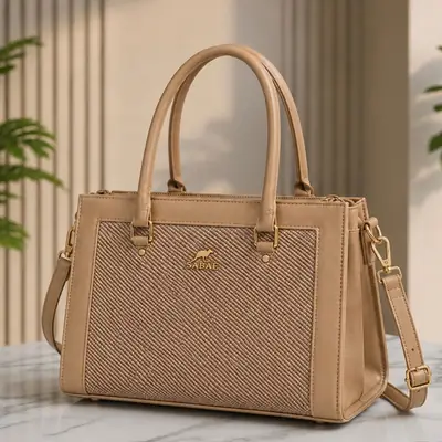 Premium Women's Structured Handbag|Rexine Top HandleShoulder Bag| Pink thumbnail 6
