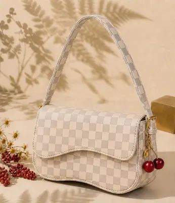 Cherry Check Crossbody Bag With Cherry Keychain
