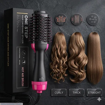 3-in-1 Hair Dryer Brush Black Ceramic Coated thumbnail 1