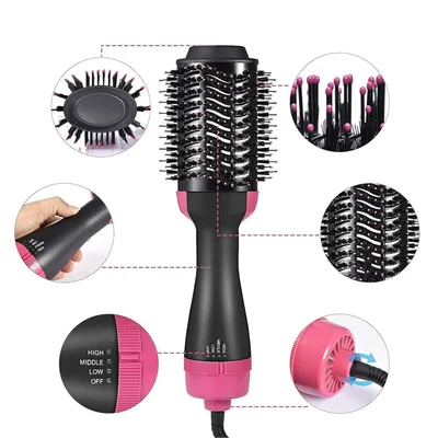 3-in-1 Hair Dryer Brush Black Ceramic Coated thumbnail 4