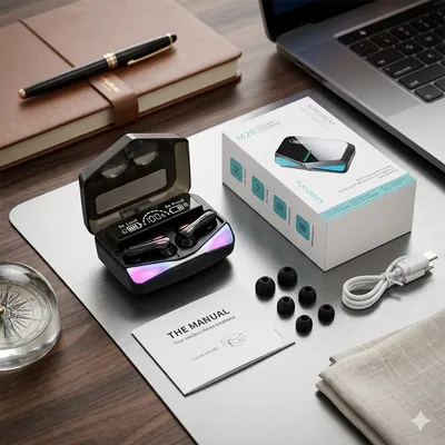 M28 Wireless Earbuds Black Bluetooth 5.3 with LED Display thumbnail 3