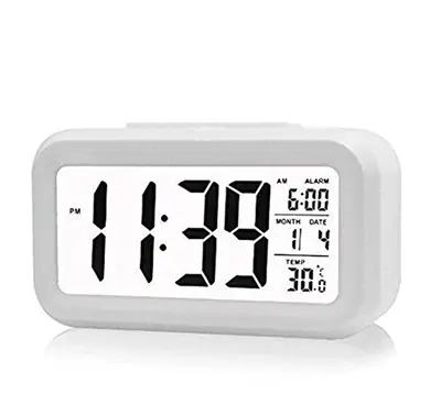 Alarm Clock for Kids,Battery Operated Digital Desk Clocks,with Smart Night Light,Temperature,Snooze Function,Small Electronic Clock for Bedroom Baby Room- 
