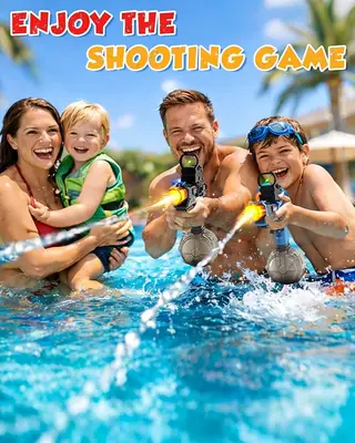 Electric Water Gun Fire Flash Upgraded, 320 Capacity Water Pistol Toy Squirt Gun for Kids Adults, Summer Outdoor Toy Yard Beach Swimming Water Play Toys