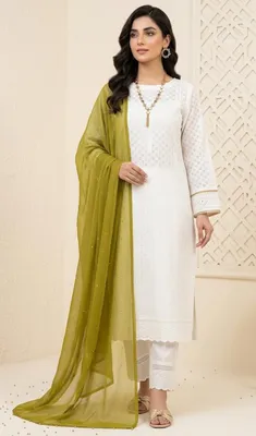 3 Pcs Women's Unstitched Chikankari Embroidered Suit