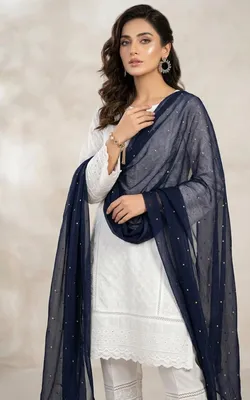 3 Pcs Women's Unstitched Chikankari Embroidered Suit