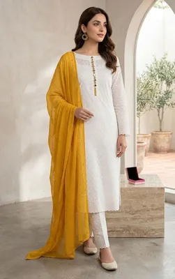 3 Pcs Women's Unstitched Chikankari Embroidered Suit