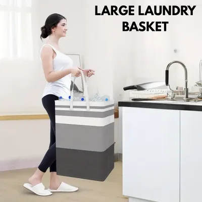 Multicolor Foldable Laundry Basket 20x12 Inches thumbnail 3