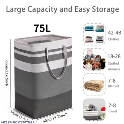 75L Grey Storage Bag for Clothes Toys Blankets