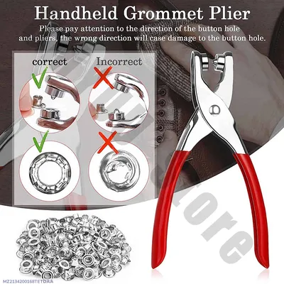 Handheld Grommet Button Plier Red Stainless Steel 50 Pcs thumbnail 1