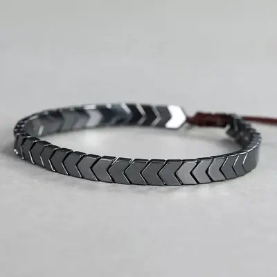 Men Adjustable Crystal Bracelet Black Golden thumbnail 10