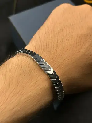 Men Adjustable Crystal Bracelet Black Golden thumbnail 7