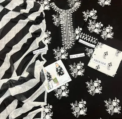 3 Pcs Women's Unstitched Embroidered Suit thumbnail 2