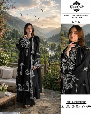 3 Pcs Women's Unstitched Embroidered Suit
