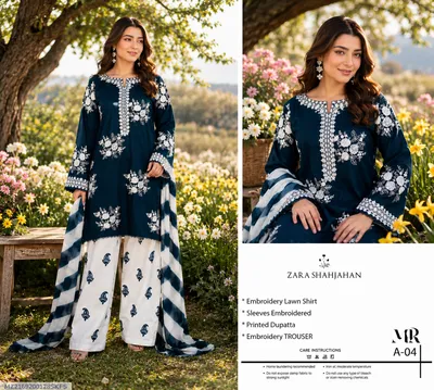 3 Pcs Women's Unstitched Embroidered Suit thumbnail 1