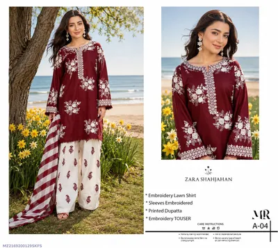 3 Pcs Women's Unstitched Embroidered Suit