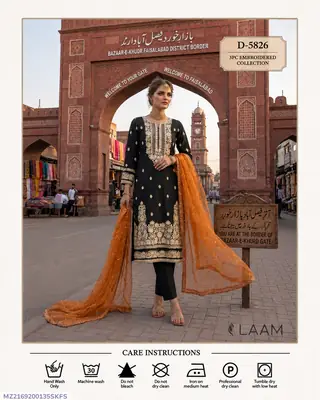 3 Pcs Women's Unstitched Embroidered Suit