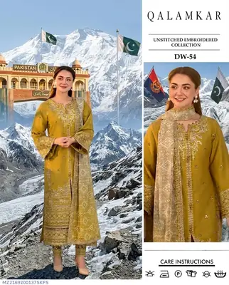 3 Pcs Women's Unstitched Embroidered Suit