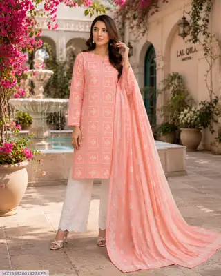 3 Pcs Women's Unstitched Embroidered Suit