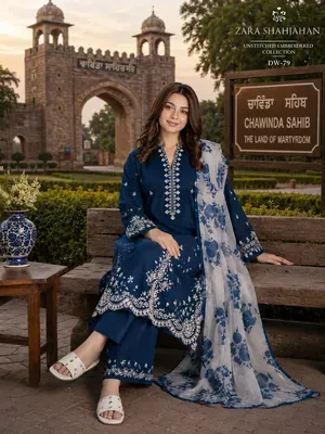3 Pcs Women's Unstitched Embroidered Suit