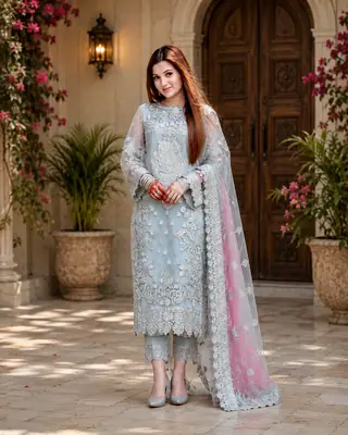 3 Pcs Women's Unstitched Embroidered Suit
