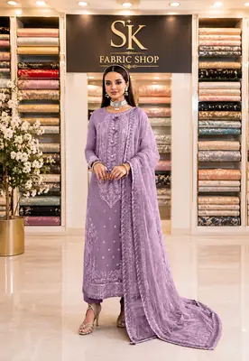 3 Pcs Women's Unstitched Embroidered Suit