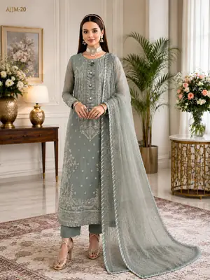3 Pcs Women's Unstitched Embroidered Suit