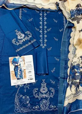 3 Pcs Women's Unstitched Embroidered Suit thumbnail 2