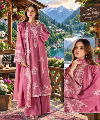 3 Pcs Women's Unstitched Embroidered Suit
