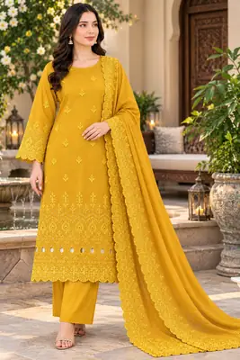 3 Pcs Women's Unstitched Embroidered Suit