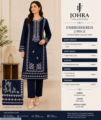 2 Pcs Women's Unstitched Embroidered Suit