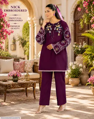 2 Pcs Women's Unstitched Embroidered Suit