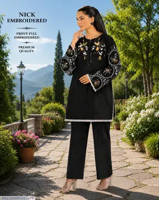 2 Pcs Women's Unstitched Embroidered Suit