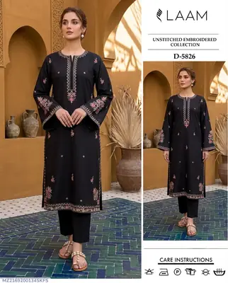 2 Pcs Women's Unstitched Embroidered Suit