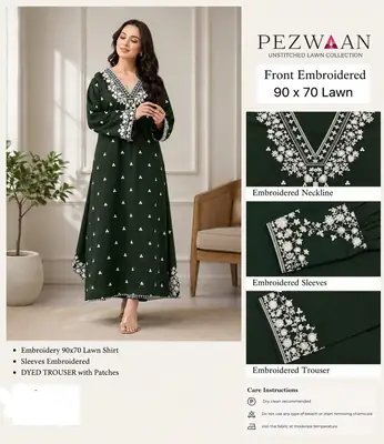 2 Pcs Women's Unstitched Embroidered Suit
