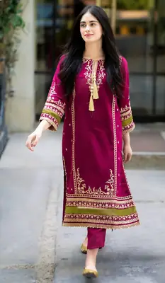 2 Pcs Women's Unstitched Embroidered Suit