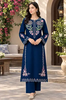 2 Pcs Women's Unstitched Embroidered Suit