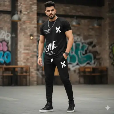 3 Pcs Men's Dri Fit Printed Track Suit thumbnail 2