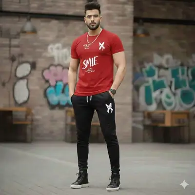 3 Pcs Men's Dri Fit Printed Track Suit thumbnail 2