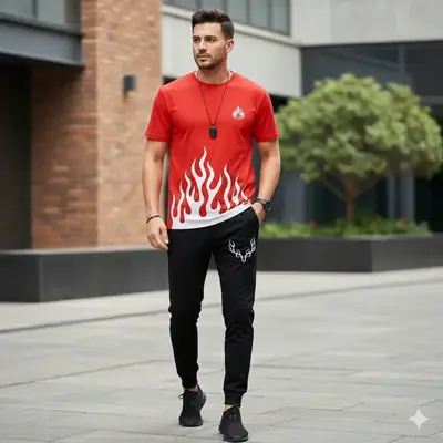 2 Pcs Men's Dri Fit Printed Track Suit
