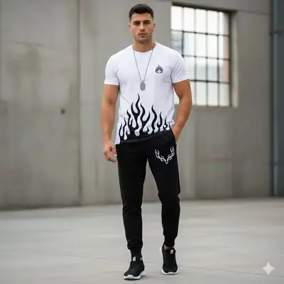 2 Pcs Men's Dri Fit Printed Track Suit