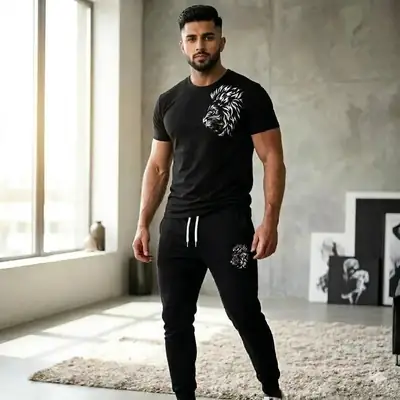 2 Pcs Men's Dri Fit Printed Track Suit thumbnail 2