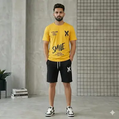 2 Pcs Men's Dri Fit Printed T-Shirt & Shorts Tracksuit thumbnail 2