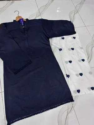 Lace Border Sleeve Shirt With Heart Embroidery Flapper 2Pcs thumbnail 4