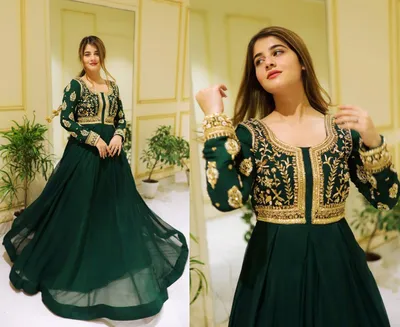 Green Embroidered Maxi Dress with Trouser Set thumbnail 2