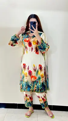 3 Pcs Women's Stitched Lawn Printed Suit
