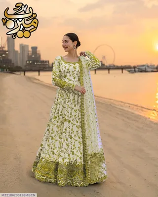 3 Pcs Women's Stitched Arabic Lawn Printed Maxi Suit