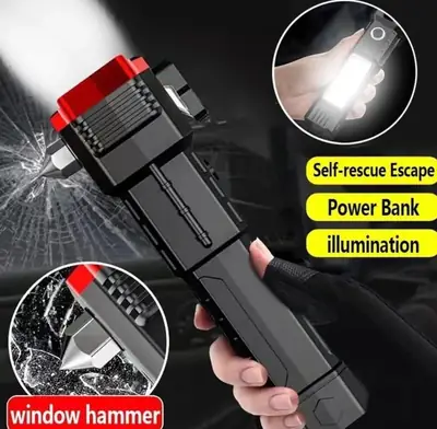 Rechargeable LED Flashlight with Window Hammer Black thumbnail 2